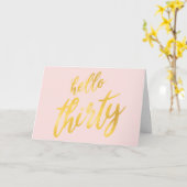 金ゴールド赤面「Hello Thirty」ハッピーバースデー カード (黄色い花)