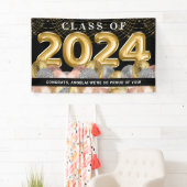 金ゴールド赤面PInkグリッター2024年卒業 横断幕 (インサイチュ)