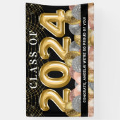 金ゴールド赤面PInkグリッター2024年卒業 横断幕 (縦)