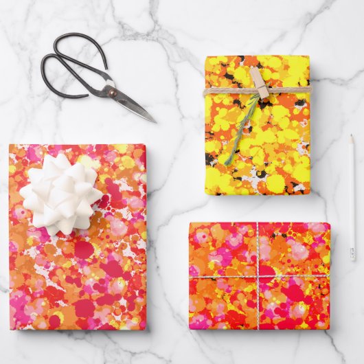 金ゴールド赤飛絵を描散 ラッピングペーパーシート (正面)