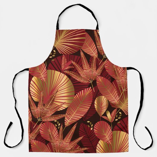 金ゴールド赤、幾何学熱帯パターン。 エプロン (正面)