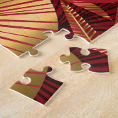 金ゴールド赤、幾何学熱帯パターン。 ジグソーパズル (側面)