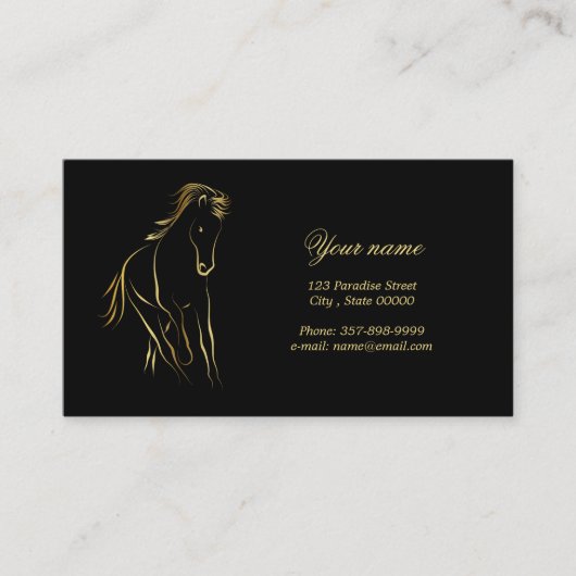 金ゴールド走色の馬 名刺 (正面)