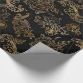 金ゴールド軸 |黒フェイク大理石 ラッピングペーパー (角)