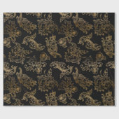 金ゴールド軸 |黒フェイク大理石 ラッピングペーパー (フラット)