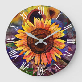 金ゴールド輝くサンフラワーエレガントコレクション ラージ壁時計