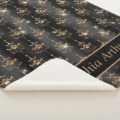 金ゴールド輝くシャンデリア模様ブラック シェルパブランケット (3/4)