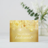 金ゴールド輝くスターが私の花嫁になる インビテーションポストカード (スタンド正面)