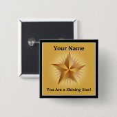 金ゴールド輝くスターカスタムボタン 缶バッジ (正面&裏面)