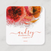 金ゴールド輝くフローラスクリプト署名モノグラム スクエア名刺 (正面)