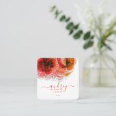 金ゴールド輝くフローラスクリプト署名モノグラム スクエア名刺 (スタンド正面)