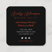 金ゴールド輝くフローラスクリプト署名モノグラム スクエア名刺 (裏面)