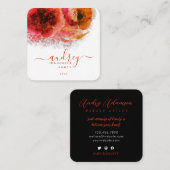 金ゴールド輝くフローラスクリプト署名モノグラム スクエア名刺 (正面/裏面)