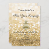 金ゴールド輝く新年の前のパーティー 招待状 (正面/裏面)