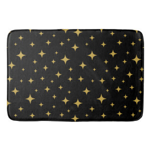 金ゴールド輝く星のブラックバスマット バスマット