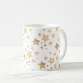 金ゴールド輝く星クリスマスメリーバイライトホワイト コーヒーマグカップ (正面右)