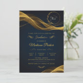 金ゴールド輝く波が青い卒業式に 招待状 (スタンド正面)