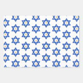 金ゴールド輝く・ブライト・スター・オブ・デービッド・ハヌカ ラッピングペーパーシート (正面3)