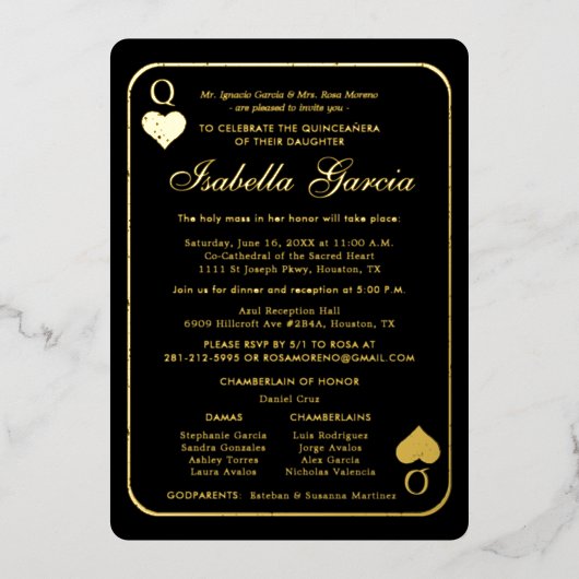 金ゴールド遊グリッターカード |ラスベガスキンセアニラ 箔招待状 (正面)