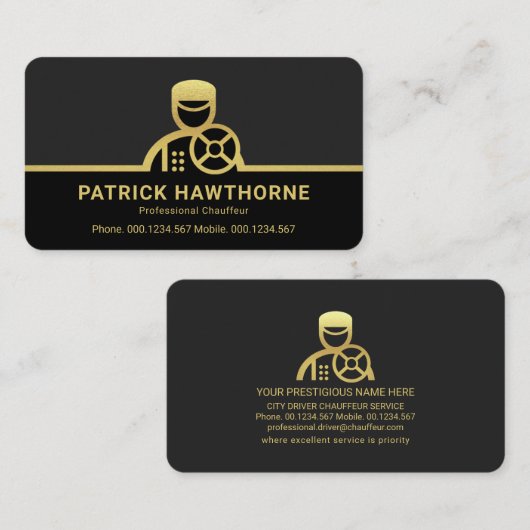 金ゴールド運転手フレーム駆動 名刺 (正面/裏面)