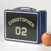 金ゴールド選手の名前ジャージー番号キッズボーイズ学校 メタルランチボックス (インサイチュ)