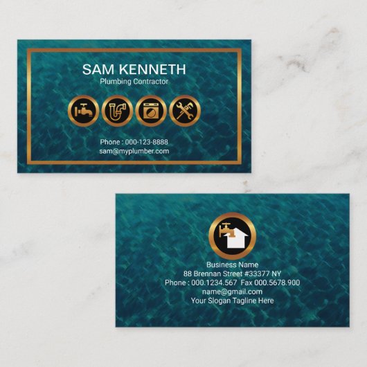 金ゴールド配フェイク管ア縁どイコン 名刺 (正面/裏面)