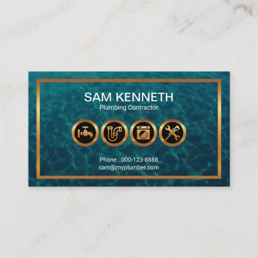 金ゴールド配フェイク管ア縁どイコン 名刺 (正面)