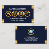 金ゴールド配管工アイコンロゴタブ配管工事請負業者 名刺 (正面/裏面)