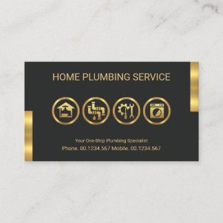 金ゴールド配管工ツールMotif Plumbing Service 名刺