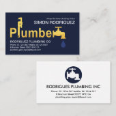 金ゴールド配管用レンチの水栓看板 名刺 (正面/裏面)