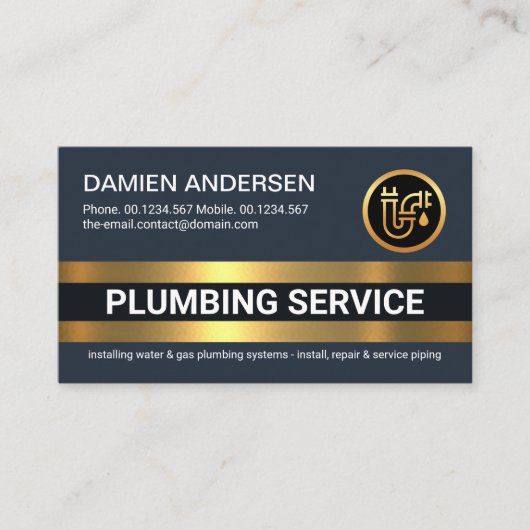 金ゴールド配管縁ど管配管機 名刺 (正面)