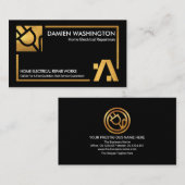 金ゴールド配線フレームブラック電気エンジニアリング 名刺 (正面/裏面)