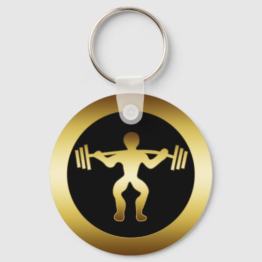 金ゴールド重量挙げ キーホルダー (正面)