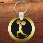 金ゴールド重量挙げ キーホルダー (正面)