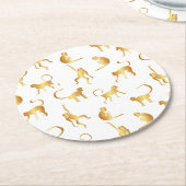 金ゴールド野生のサル熱帯林 ラウンドペーパーコースター (アングル)