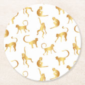 金ゴールド野生のサル熱帯林 ラウンドペーパーコースター (正面)