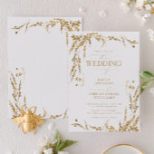 金ゴールド野草書道結婚式招待状 招待状
