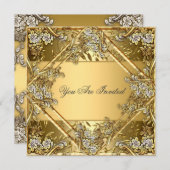 金ゴールド金ゴールドの任意のパーティの招待状 招待状 (正面/裏面)