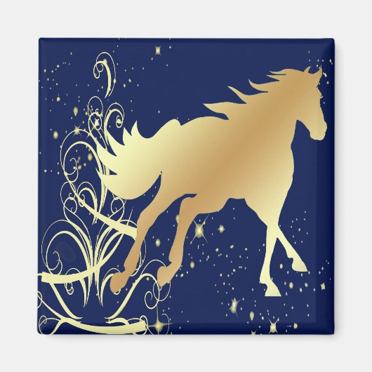 金ゴールド金ゴールドアクセント付き馬 マグネット (正面)