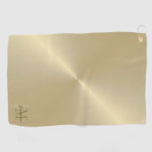 金ゴールド金ゴールドイニシャルと名前パーソナライズされた ゴルフタオル (横)