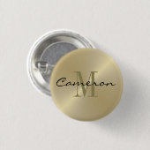 金ゴールド金ゴールドイニシャルと名前パーソナライズされた 缶バッジ (正面&裏面)