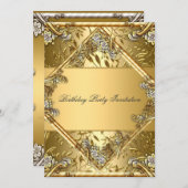 金ゴールド金ゴールド2任意のパーティの招待状 招待状 (正面/裏面)