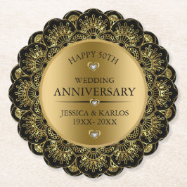 金ゴールド金ゴールド50結婚周年 ペーパーコースター