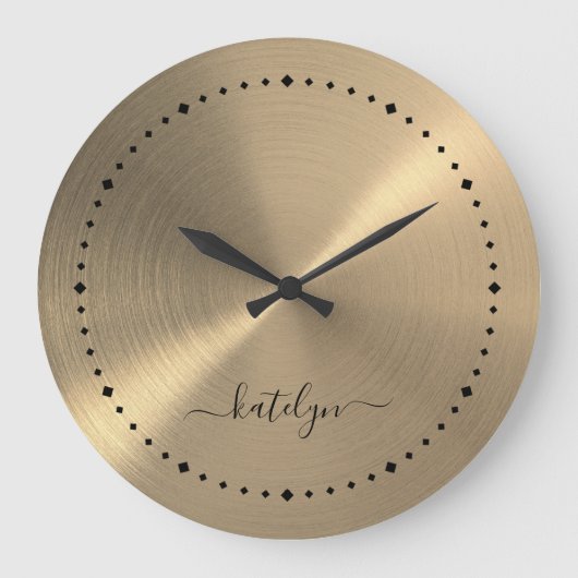 金ゴールド金フェイク属モノグラム ラージ壁時計 (正面)