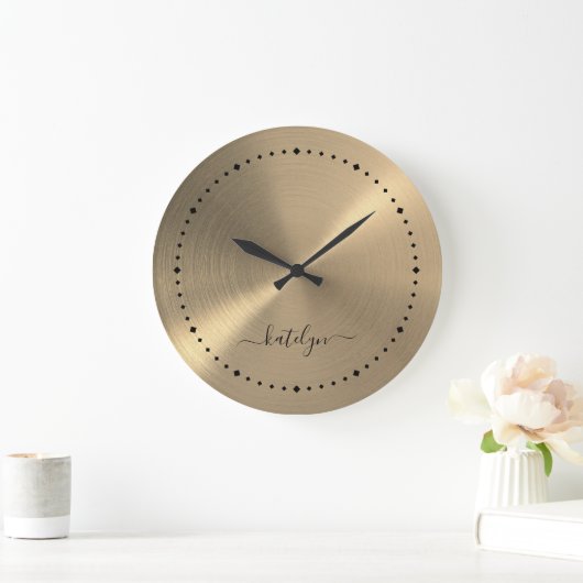 金ゴールド金フェイク属モノグラム ラージ壁時計 (ホーム)
