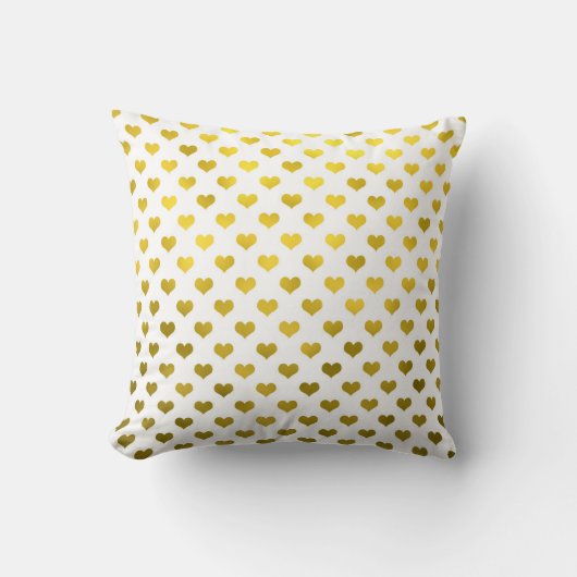 金ゴールド金フェイク属箔ハート水玉模様ハート クッション (正面)
