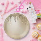 金ゴールド金属グリッターエレガント滴  ペーパープレート (パーティー)