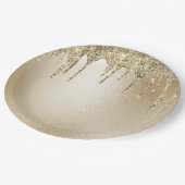 金ゴールド金属グリッターエレガント滴  ペーパープレート (アングル)