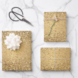 金ゴールド金属グリッタースパークルパターン ラッピングペーパーシート