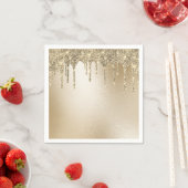 金ゴールド金属グリッタードリップエレガント スタンダードカクテルナプキン (インサイチュ)